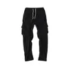 Calça de moletom masculina de alta rua com vários bolsos, calça de moletom para homens e mulheres com cordão sólido casual harem joggers calças largas grandes