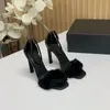 Sandales à talons fins en cuir véritable pour femmes, chaussures de styliste en peluche, Sexy, en Tulle, de luxe, à talons fins, 35-42, 2024