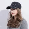 Cappellini da donna Cappelli con strass Cappellino da sole con diamanti Casquette Snap Back Gorras Tinta unita Estate Baseball Papà Ragazza Bone Snapback