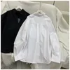 Women's Blouses Shirts QWEEK Women's Blouse Korean Style Oversized Shirt White Black Long Sleeve Tops Female Harajuku Fashion Vintage Chic Preppy Trend 231024