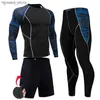 Survêtements pour hommes vêtements de compression pour hommes vêtements d'entraînement serrés de gymnastique vêtements de sport jogging vêtements de sport Q231025