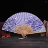 Figurine decorative Ventaglio pieghevole portatile vintage in stile cinese con motivo stampato a nappa per il costume cheongsam della festa danzante di nozze