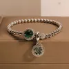 Panjia Style Armband Female Minority Light Luxury Micro Inset Green Pärled Delicate Armband för att skicka studenter Boudoir Gift Armband