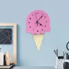 Horloges murales horloge de crème glacée dessin animé en bois monté maison chambre exquise suspendue pour enfants décoration de salon