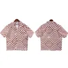 23SS Rhude Mens T Shirt High Quality Tess Designer Edition Spring/Summer New Checkerboard American Street Casual Loose Short Sleeve Shirt Trend