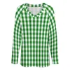 Camiseta feminina natal gingham camisa verde verificação xadrez vintage v pescoço streetwear oversize camisetas senhoras gráfico topos presente