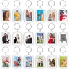 Keychains Lanyards 30pcs Rectangle Transparent Blank Clear Acrylic Insert Po Picture Frame Keyring Keychain DIY Split Ring Key Chain Gifts 231025