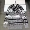 Suéter de diseñador para mujer, suéter tejido con cuello en V, abrigos blancos y negros con letras de otoño e invierno, Jacquard
