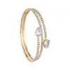 Tail Holder 2 file a forma di cuore braccialetto di zircone da sposa nuziale Elegent braccialetto di cristallo polsino delle donne del partito gioielli di moda 231025