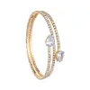 Porte-queues 2 rangées en forme de coeur Zircon Bracelet de mariage mariée élégant Bracelet cristal manchette femmes fête bijoux de mode 231025