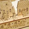 Christmas Luminous Lights Handmade Wooden Puzzle DIY Creative Window Ornaments Children Adults Assembled Toys Music Box,Christmas Decor Without Electricity