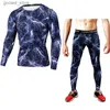 Masculino Tracksuits Detector Musculação dos homens Apertado Camisa de Manga Longa Perna Atlético Desgaste Camisa de Compressão Calças Fitness Atlético Desgaste Q231025