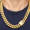 No Fade 18k Gold Plated Miami Moissanite Hip Hop Cuban Link Chain Men Stainless Steel Necklace Jewellery