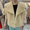 Manteau d'hiver en fausse fourrure pour femme, manteau d'ours en peluche pour femme, manteau en laine d'alpaga, ample, épais et chaud, en vraie fourrure, vêtements d'extérieur Max camel Teddy Cape Camel Fur Coat TD5847 231024