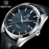 ساعة معصم Benyar Design Top Brand Luxury Watch Mens Quartz Fashion Simple Moistureproof Business Leather Watch 231025