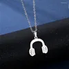 Necklace Earrings Set Hip Hop Music Stainless Steel Jewelry Punk Earphones Earplugs Necklaces Headset Pendant Collier For Women Girl Gift