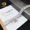 Zuanfa Sieraden 15mm Vvs Moissanite Hip Hop Armband 925 Sterling Zilver Iced Out Miami Cubaanse Link Chain Armband moissanite
