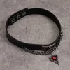 고딕 어두운 붉은 하트 가죽 목 체인 목걸이 여성을위한 펜던트 목걸이 Choker Cosplay Jewelry Accessories 선물