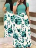 Basic Casual Dresses Plus Size Contrast Floral Print Round Neck Maxi Dress YQ231025