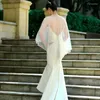 Scarves Wedding Accessories Bolero Bridal Cloak Pearls Cape Short Front Long Back Women Wrap Evening Shawl