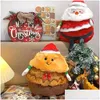 Yastık/Dekoratif Yastık Kawaii 3 in 1 Noel Parlayan Noel Baba Peluş Oyuncak Zencebaşlı Adam Yastık Atma Şapka Ev Dekoru Xmas Gi DHMVC