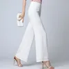 Damesbroeken Zomer Wijde Pijpen Lange Broek Casual Vintage Hoge Taille Chiffon Zijsplit Losse Rok Capri Effen