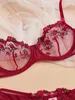 Sous-vêtements pour femmes sexy fantaisie de soutien-gorge fin et de saut de canty rouge intime dentelle transparente fée