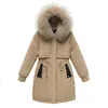 Women's Trench Coats Fashion Fur Collar Hooded Cotton Coat Womens Long Thicken Warm Down Parkas Winter Jacket Lining Overcoat Women