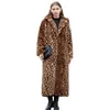 Zxryxgs pele feminina estilo europeu americano leopardo impressão falso casaco 2023 terno colar feminino moda casacos temperamento jaquetas longas