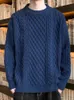 Maglioni da uomo Inverno Uomo Maglieria Vintage Maglione Twist Girocollo Tinta unita Maschile Fit Pullover lavorato a maglia Allentato Harajuku Uomo A43