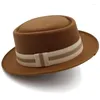 Berets Porkpie Hats for Men Fedoras Jazz Gentleman Flat Top Hat Panama Fashion Sombrero Hombre Chapeu Masculino Vintage Business