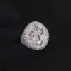 Pierścień hip -hop 925 srebrny srebrny mrożony okrągłe pierścień moissanite dla mężczyzn biżuteria