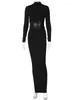 Casual Dresses Women 2023 Autumn Winter Fashion Long Sleeve Streetwear Club Bodycon Black Dress Partihandel för företag