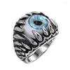 Anéis de cluster Retro Evil Spirit Skull Eye Anel Masculino Dominador Punk Devil's Alloy Halloween Personalidade Moda Jóias