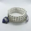 Bracciale con perle di simulazione pendente ZETA PHI BETA Sorority Society in metallo smaltato alla moda