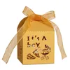 Подарочная упаковка, милые маленькие коробки для упаковки конфет и закусок, синяя подарочная коробка для мальчика с лентой для детского душа, крещение, день рождения, оберточные материалы 231025