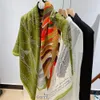 Scarves POBING Silk Cashmere Scarf Women Hand Rolled Shawls Fly Horse Print Square Scarves Wraps Lady Bandana Big Hijabs Female Foulards 231024