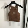 Embroidery Pattern Tank T Shirts Women Designer Tops Ladies Sexy Sling Vest Tops With Chest Padded