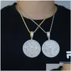 Pendant Necklaces Iced Out Round Shape Jesus Gun Paved Fl Cz Stone Fit Cuban Chain Necklace For Women Men Hip Hop Jewelry Wholesale Otcc0