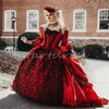 Black And Red Renaissance Gothic Wedding Dress Georgian Countess Veronika Victorian Off Shoulder Lace Medieval Rococo Ball Gown Vampire Vestidos Novias Boda 2024