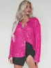 Women's Blouses Women Top Female Sequin Glitter Fashion Blouse Long Sleeve Vintage Aesthetic Streetwear Y2k Clothing