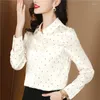 Damesblouses Satijn Casual overhemden MODE Zijde Print Losse polohalzen Dameskleding Lente/Zomer 2023 Lange mouwen Tops