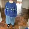 Pullover Girls Sweater Babys Coat Outwear 2021 Khaki Blue Plus Veet Thicken Warm Winter Autumn Knitting Cardigan Childrens Clothing Dhd0L