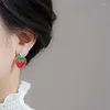 Stud Earrings Trendy Black White Color Flower For Women Asymmetric Cute Strawberry Pearl Tassel Fashion Party Jewelry