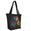 Bolsas de compras Custom Cool Math Rubics Player Bolsa de lona Mujeres Reciclaje de comestibles Cube Lovers Shopper Tote