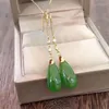 Pendientes colgantes LH estilo étnico Natural Hetian Jade temperamento jaspe para novia regalo de cumpleaños accesorios de joyería