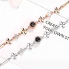 Charm Bracelets 925 Silver Four 잎 클로버 모양의 프로젝션 팔찌 개인화 된 언어 보석 보석 맞춤형 사진 기념 팔찌 선물 Q231025