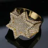 Lyxdesigner smycken Mens Rings Gold Silver Green Hip Hop smycken Bröllopsförlovningsring isad ut Bling Diamond Championship H3138