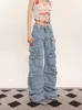 Jeans Femme Grunge Punk High Street Style Surdimensionné Cargo Femmes Printemps Automne Y2K Mode Coréenne Poches Lâche Denim Boyfriend Pantalon 231025