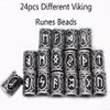 24 adet üst gümüş İskandinav Viking Runes Charms Boncuklar Kolye kolye için bilezikler için bulgular sakal veya saç vikingleri rune kitleri277y